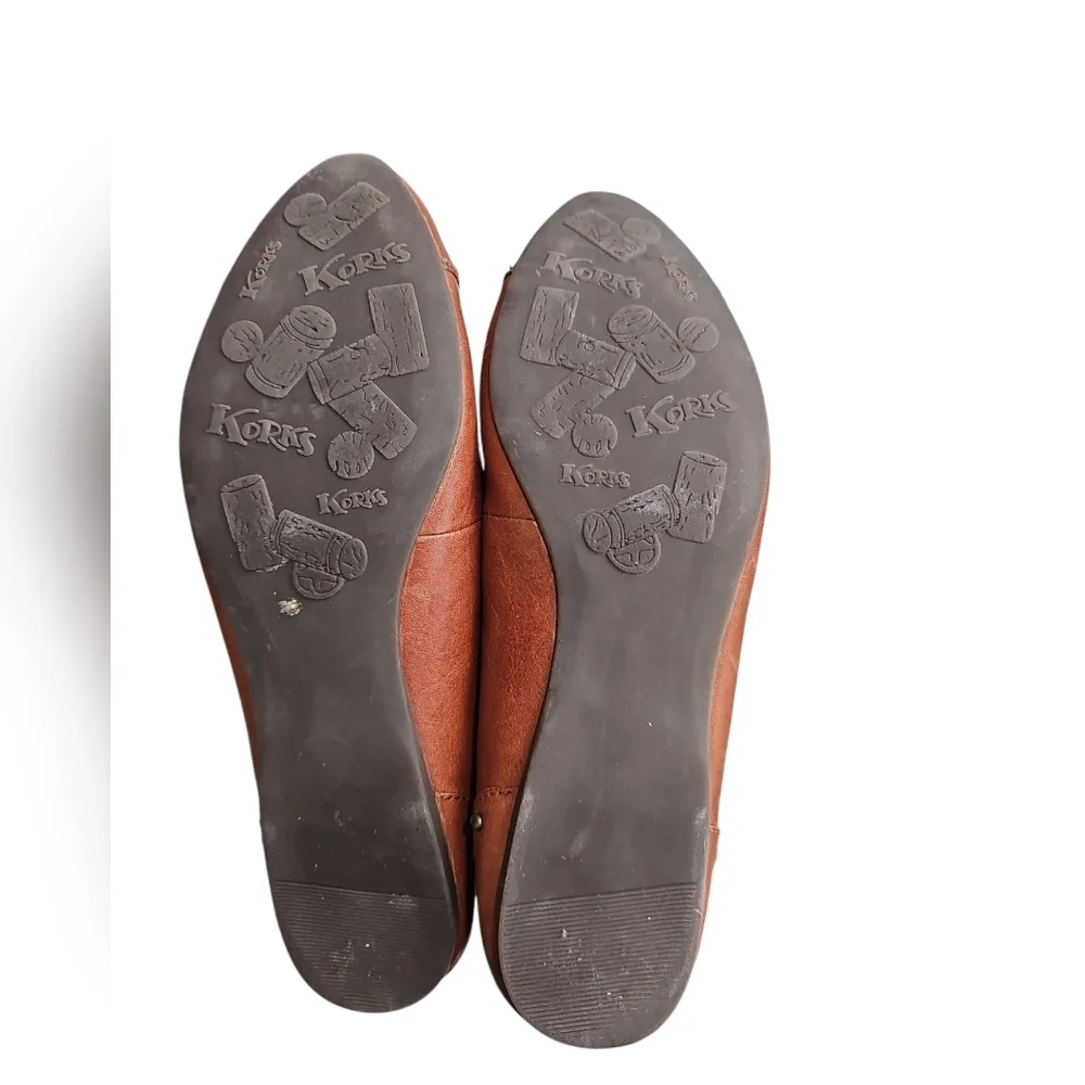 Korks Women 8.5 Brown Leather Studded Pointed Toe Ballet Flat Archival Essential - Picture 7 of 8